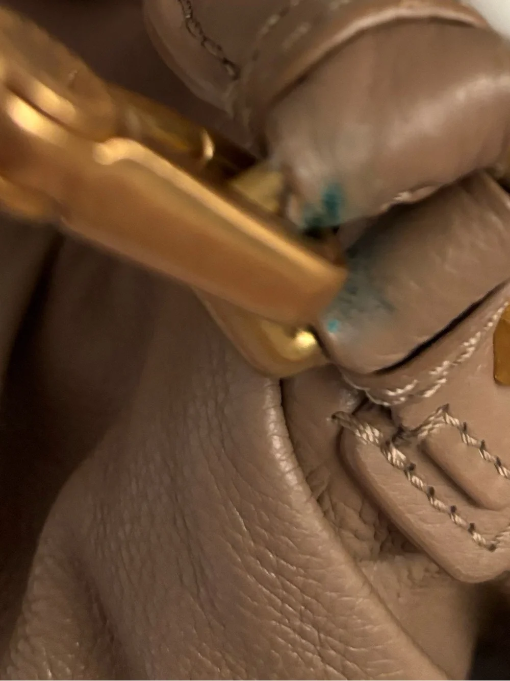 Marc by Marc Jacobs Taupe Pebbled Leather Shoulder Bag with Gold Hardware